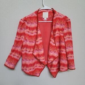 McGinn Blazer Jacket Womens Size Large Statement Colorful Fringe Artsy Eclectic